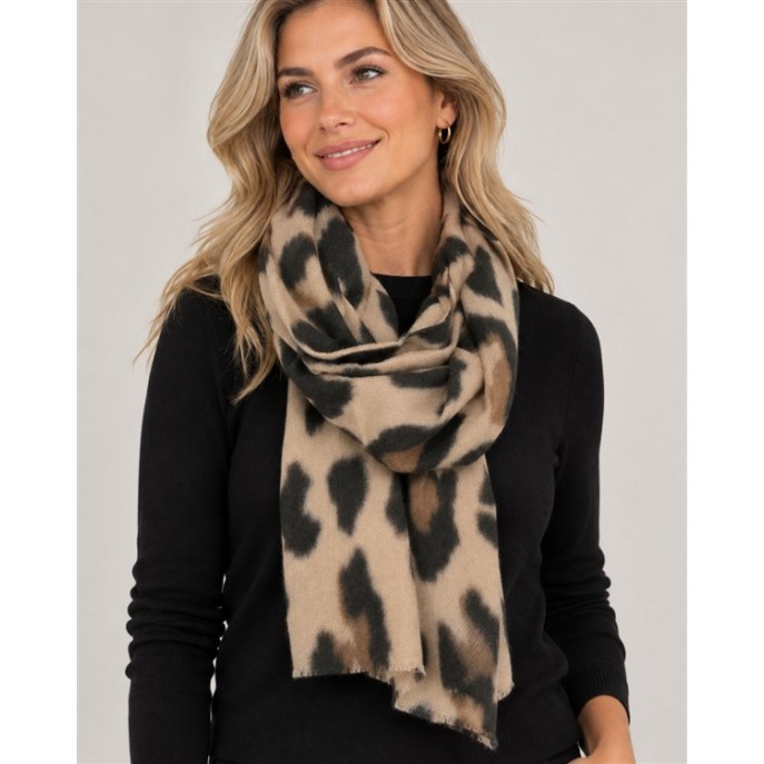 I'm Dutch Sjaal Grums groot dierprint Taupe